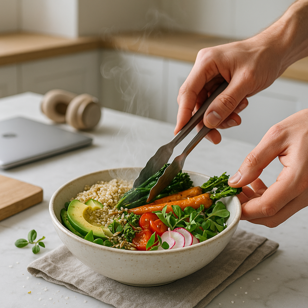 Close Up Of A Healthy Meal Being Plated