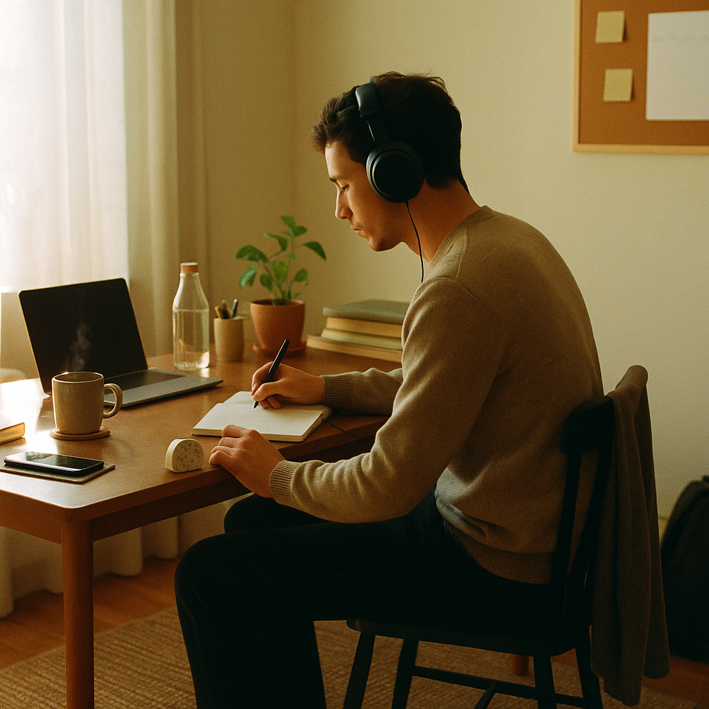 Personne travaillant sur un ordinateur portable, entourée d'un halo de concentration