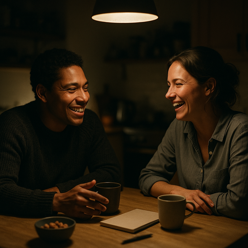 Two People In Relaxed Conversation At A