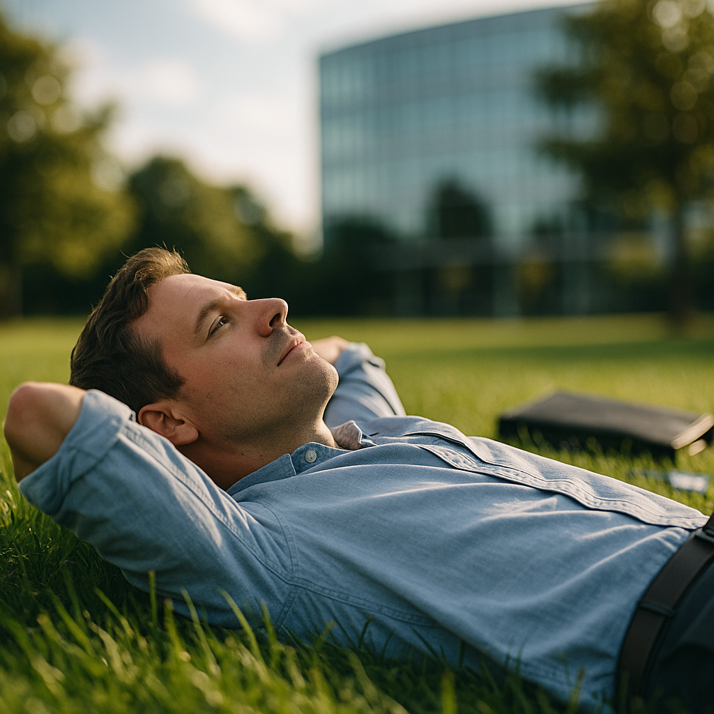 Person Lying In Grass Looking Up At The