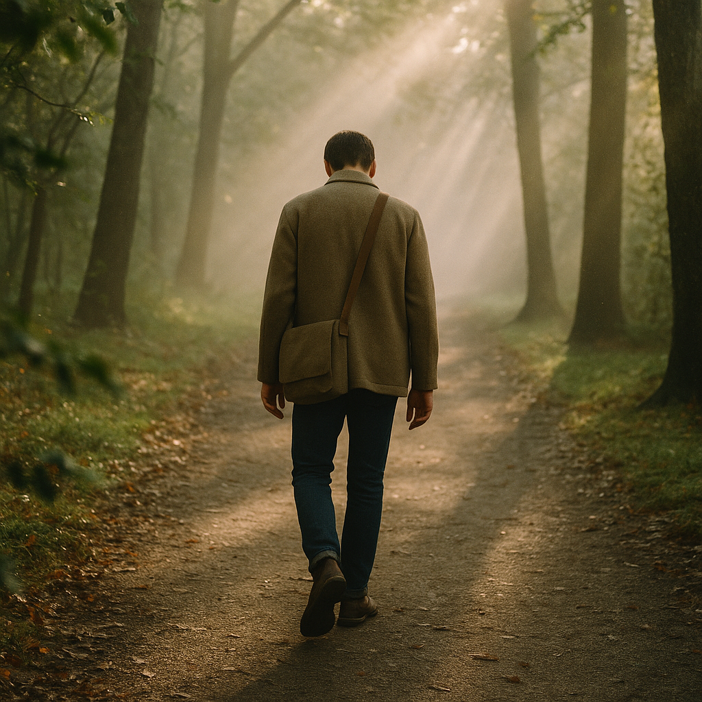 Person Walking Alone On A Quiet Path Thr