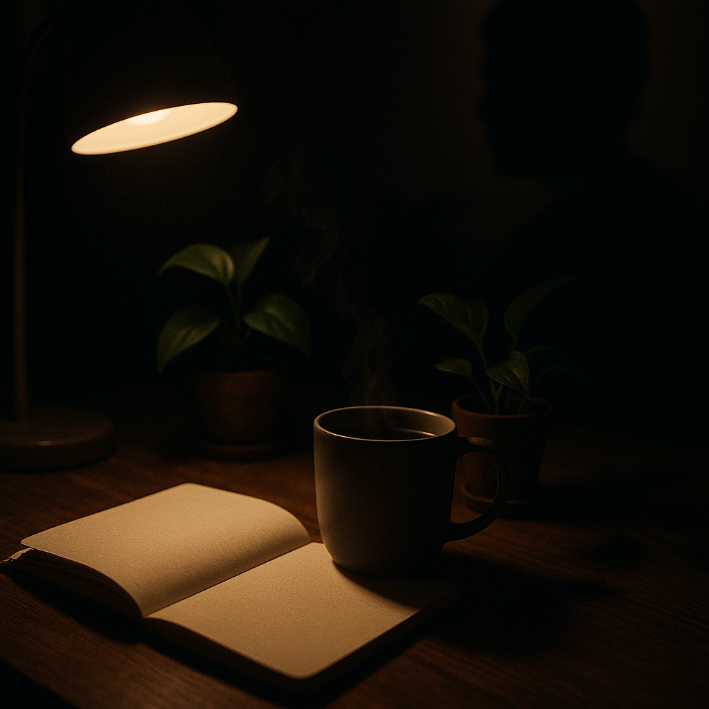 Night Scene Soft Lamp Light On A Desk W