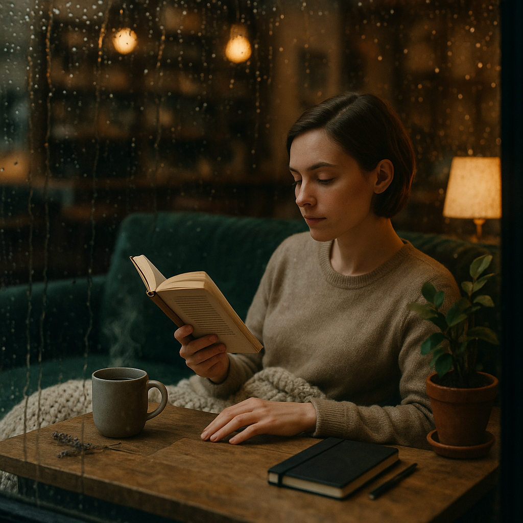 Coffee Shop Scene From Behind A Rain Str