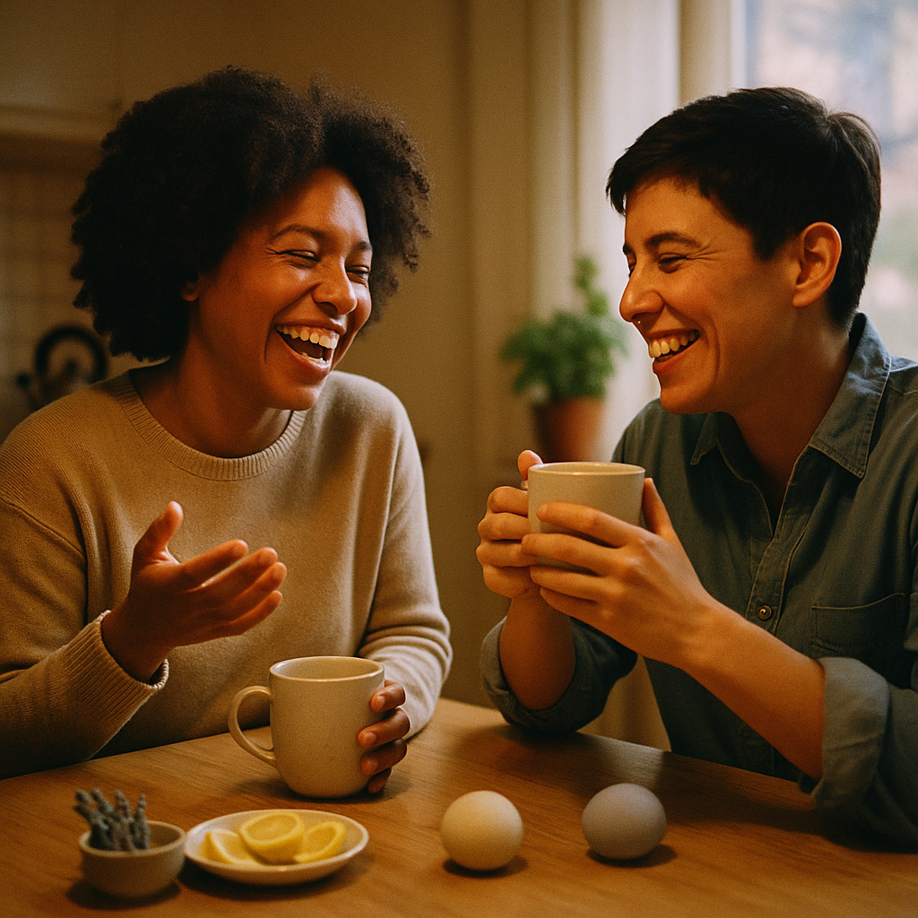 Two People In Relaxed Conversation At A